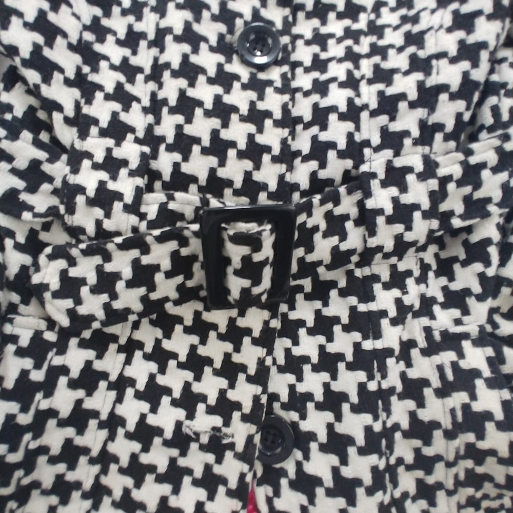 Jane Norman Women's Jacket White & Black Size Large Belted Lined Button - Picture 7 of 10